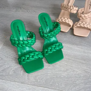 SALE Deanna braided mule heels - green