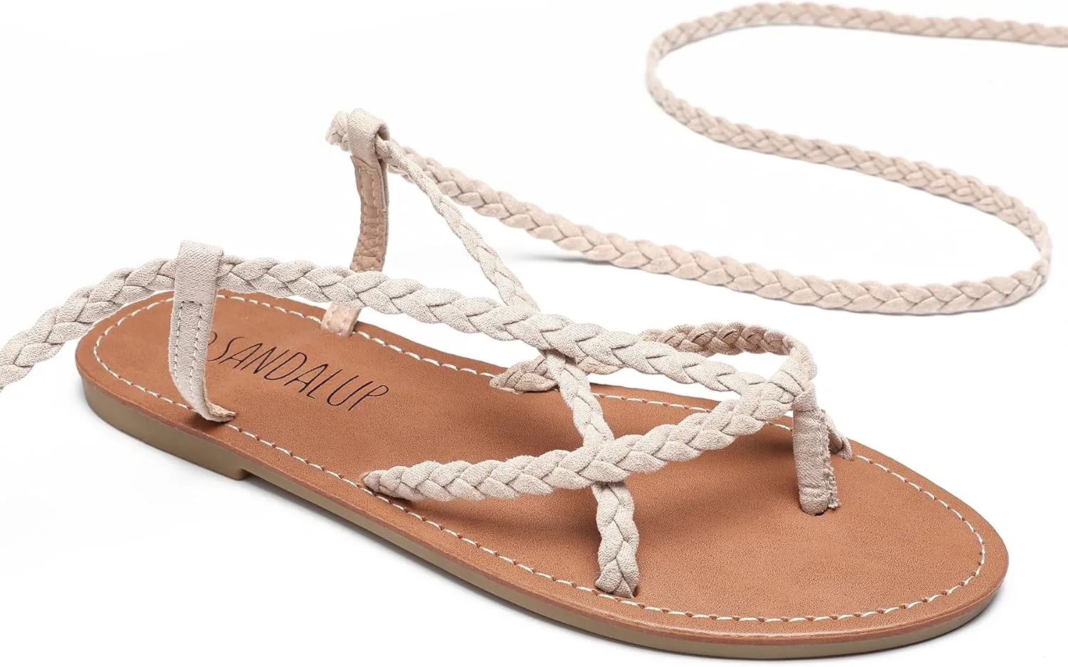 SANDALUP Women Braided Tie up Sandals