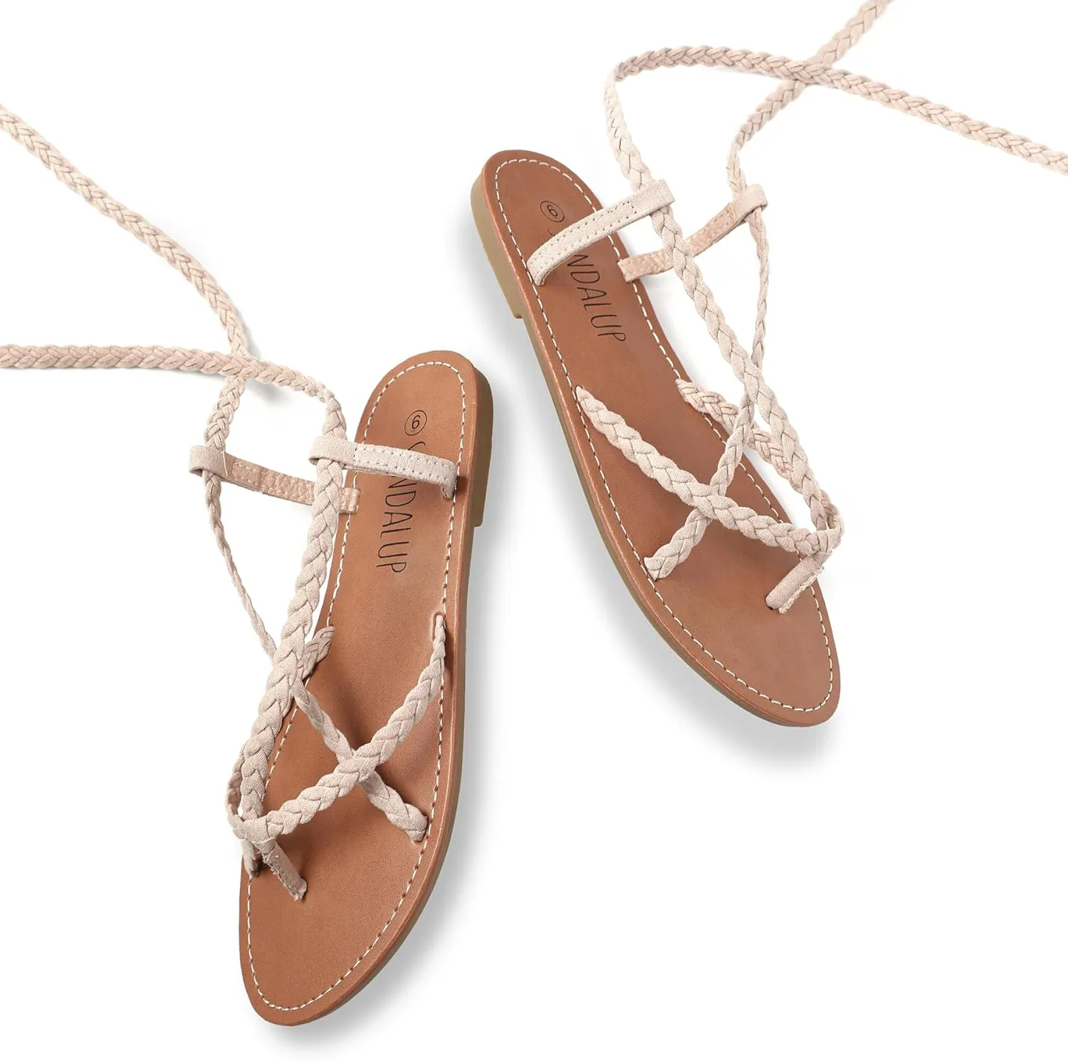 SANDALUP Women Braided Tie up Sandals