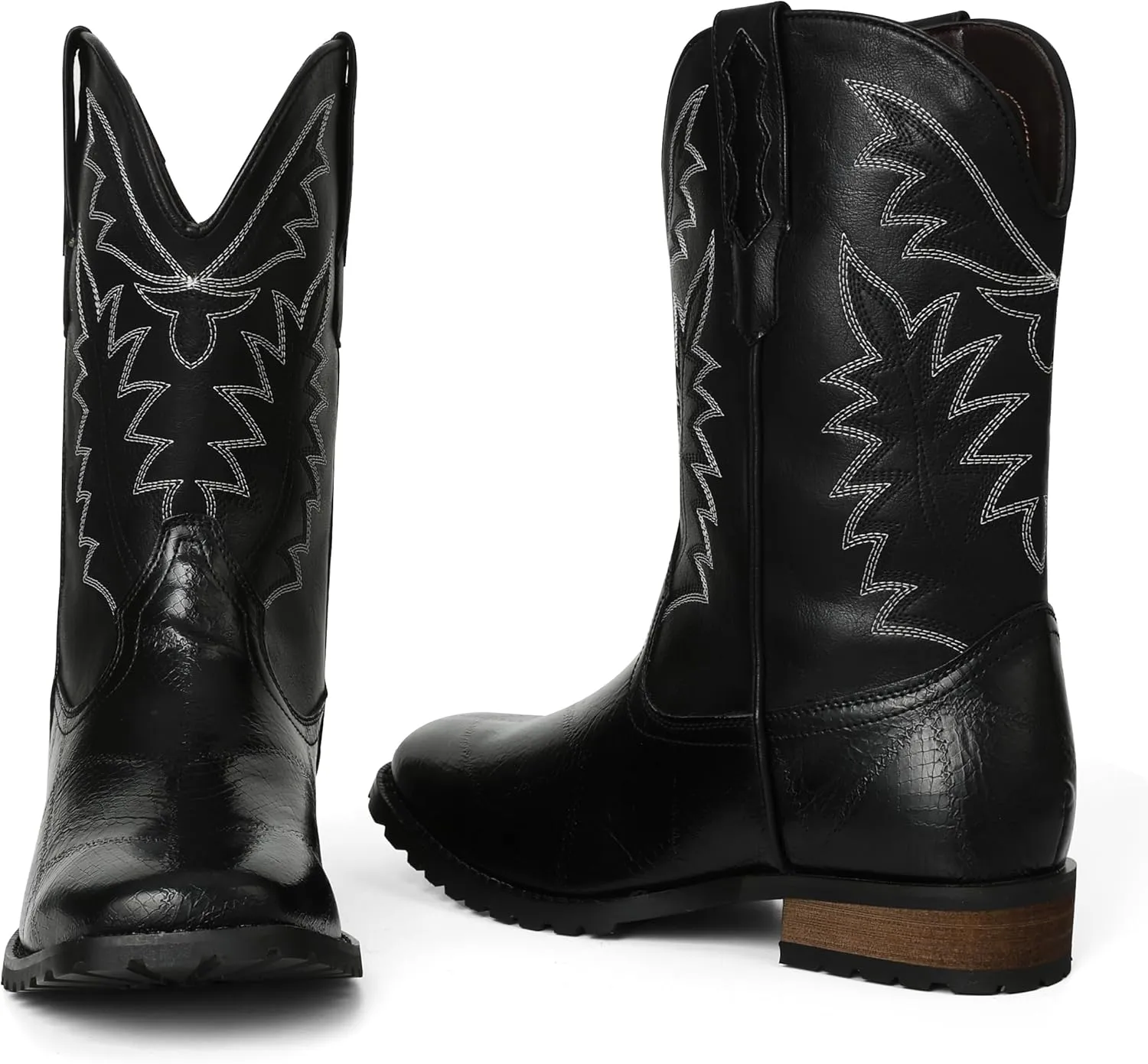 SaraIris Mens Brown Cowboy Western Working Round Toe Pull On Cowgirl Boots