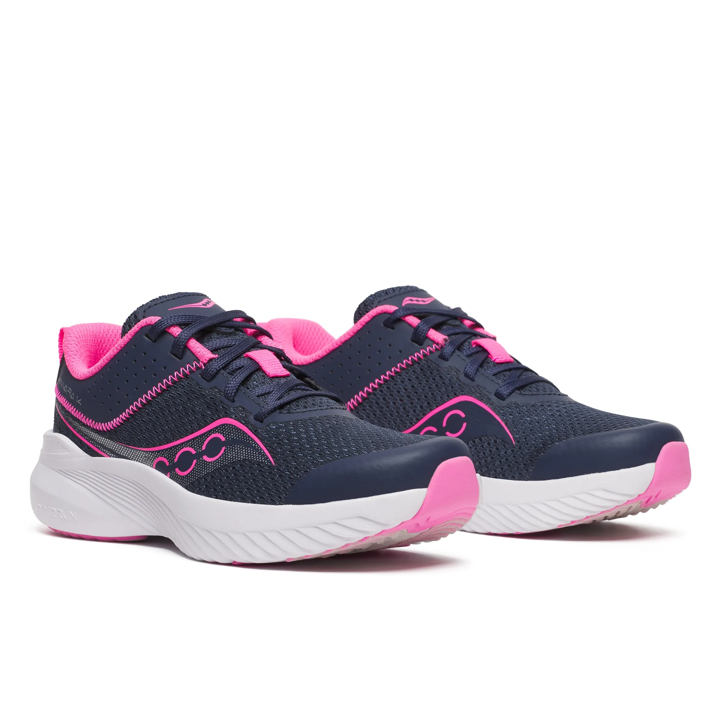 Saucony Kinvara - KIds Lace Trainer in Navy/Pink