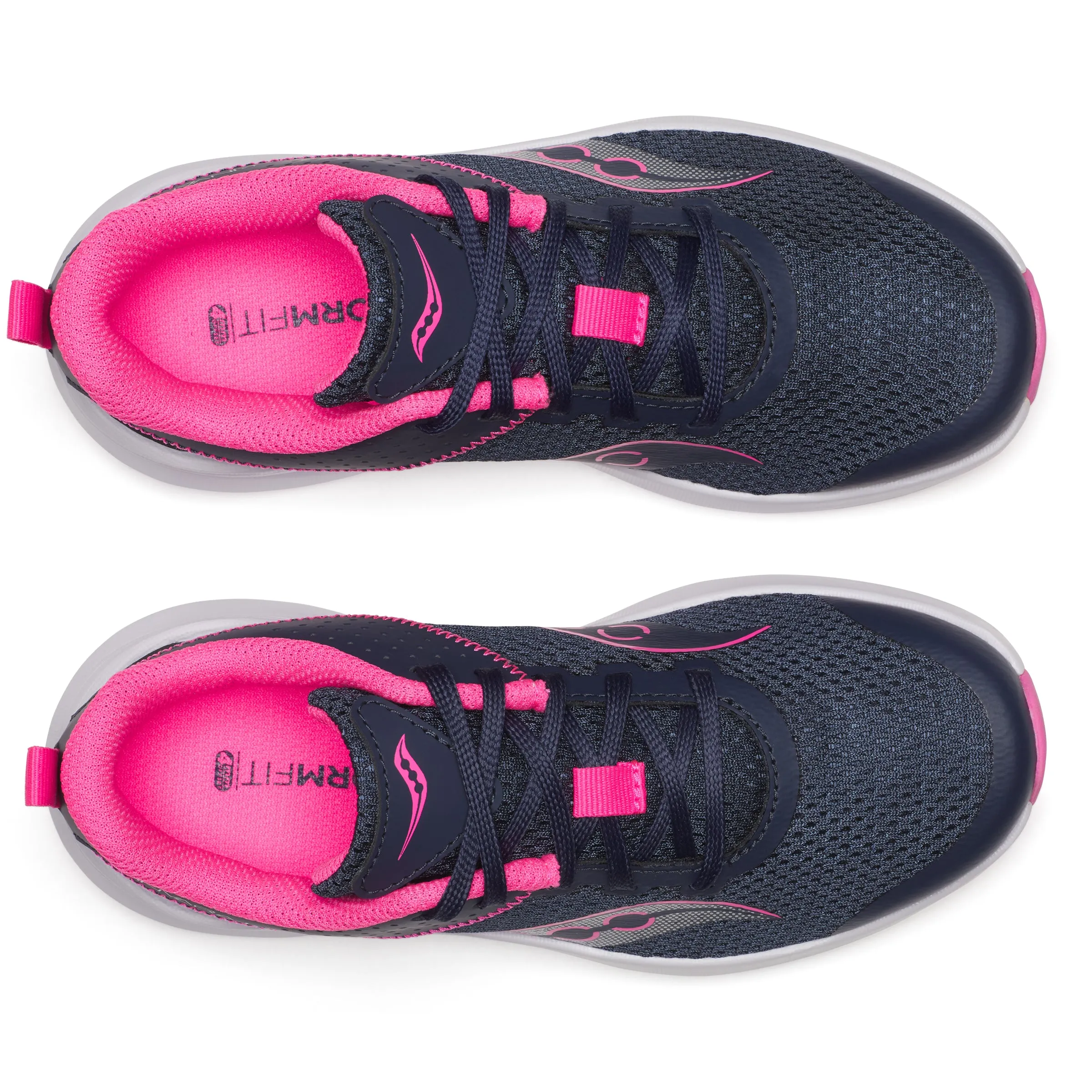 Saucony Kinvara - KIds Lace Trainer in Navy/Pink