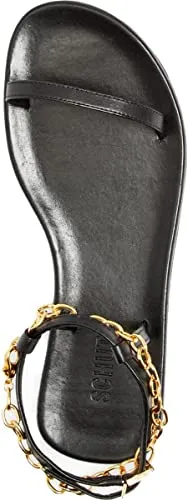 SCHUTZ Women's Flat Sandals, Black, 9.5