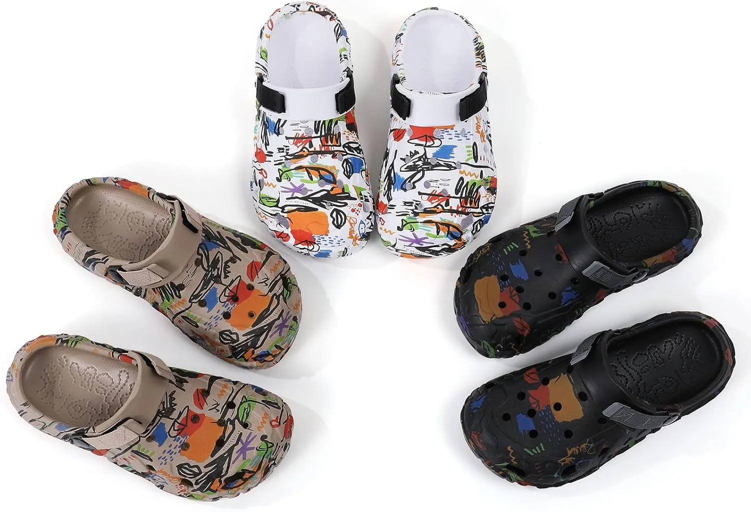 SECHRITE Womens Mens Clogs Garden Shoes Graffiti Slip On Mules Sports Sandals Unisex Adult Athletic Summer Outdoor Beach Slippers Water Shower Shoes