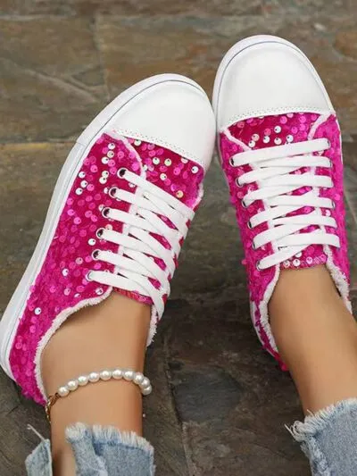Sequin Round Toe Flat Shoes