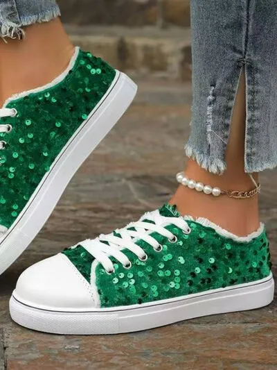 Sequin Round Toe Flat Shoes