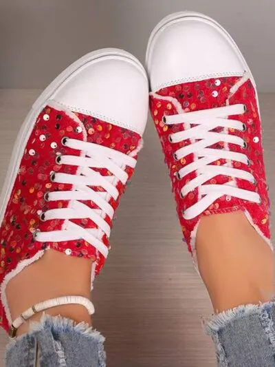 Sequin Round Toe Flat Shoes