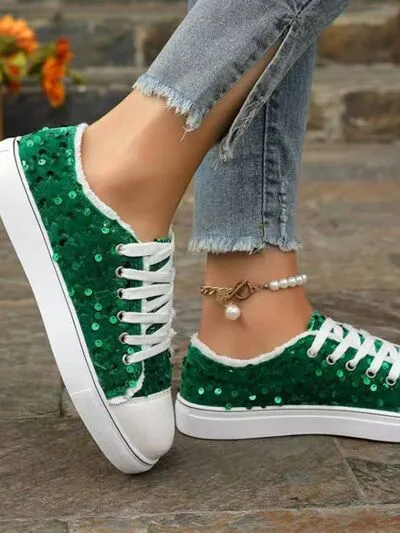 Sequin Round Toe Flat Shoes