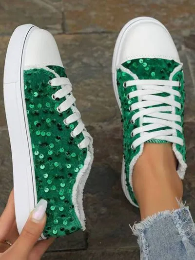 Sequin Round Toe Flat Shoes