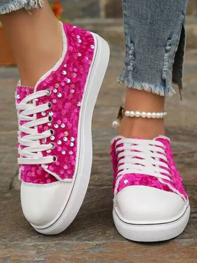 Sequin Round Toe Flat Shoes