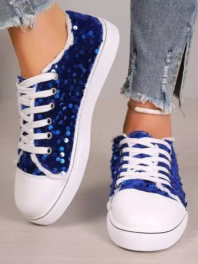 Sequin Round Toe Flat Shoes