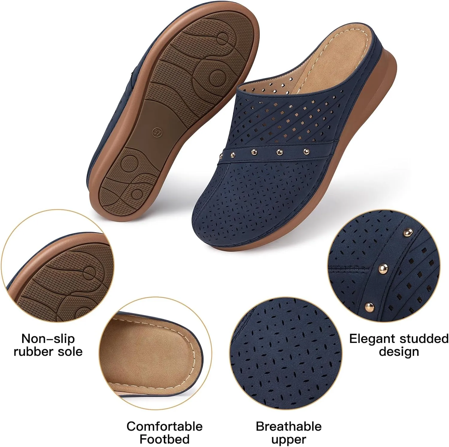 SHIBEVER Clogs for Women Mules Slip-On: Closed Toe Clog - Comfortable Womens Mule
