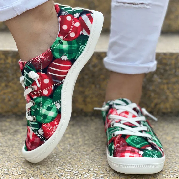 Shoes Women Loafers Lace-Up Site-wide sale Toe Christmas Round Santa Flat Fashion Casual Discounted shipping