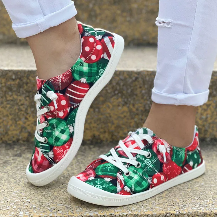 Shoes Women Loafers Lace-Up Site-wide sale Toe Christmas Round Santa Flat Fashion Casual Discounted shipping