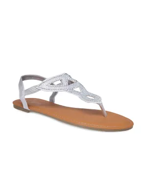 Silver Flat Sandals