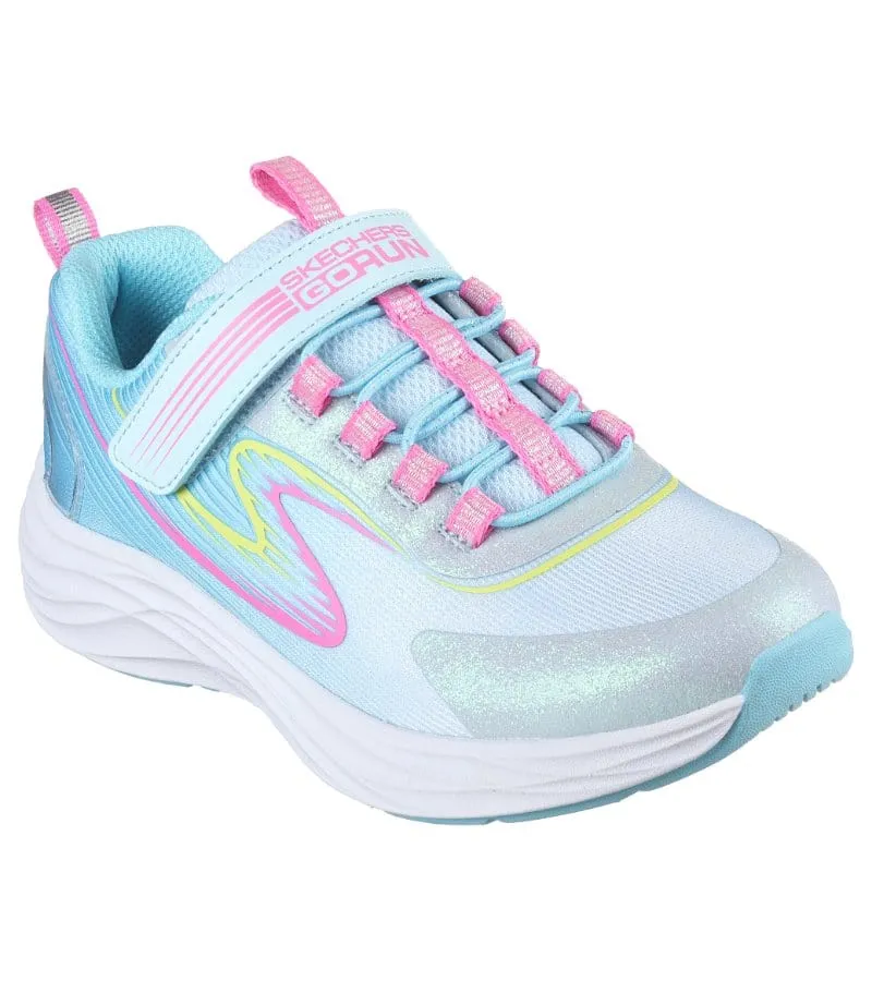 Skechers Girls Blue Glitter Mesh Slip On Trainer Go Run Accelerate - 303920L