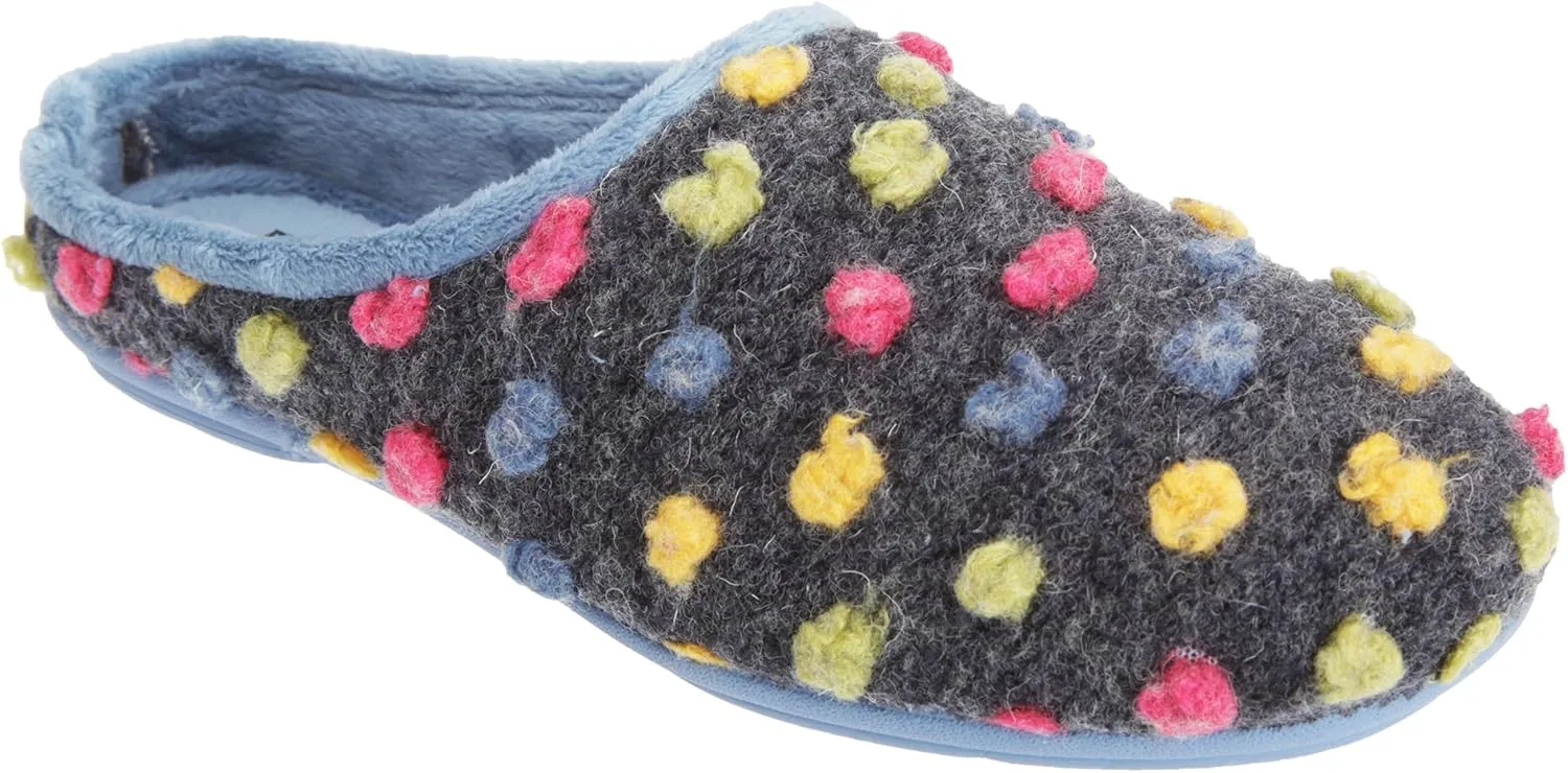 Sleepers Womens/Ladies Amy Spotted Knit Mule Slippers