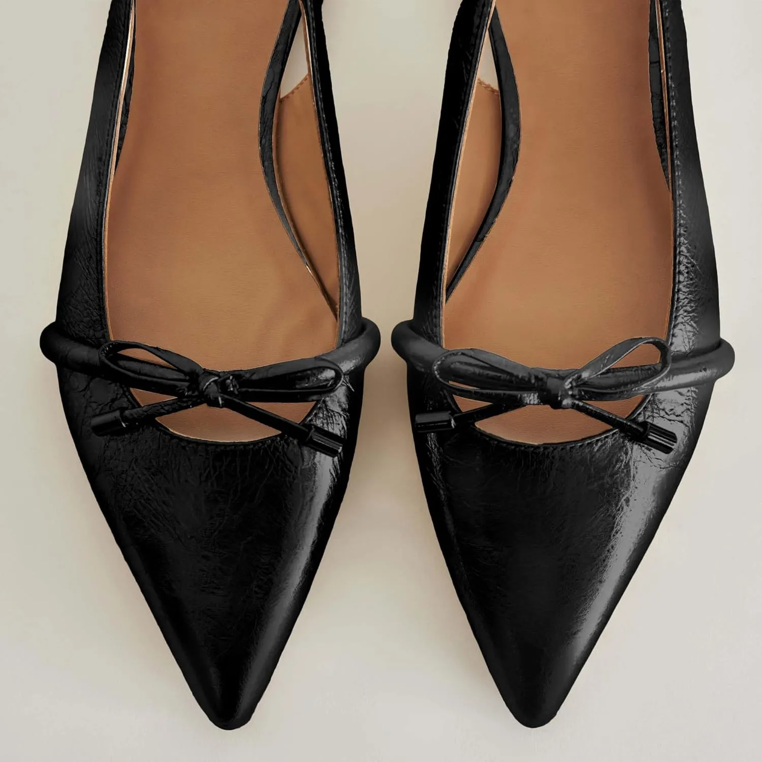 Slingback Flats for Women Bow Tie Closed Pointed Toe Low Heel Pumps Comfortable Work Dress Ballet Flats Mule Shoes