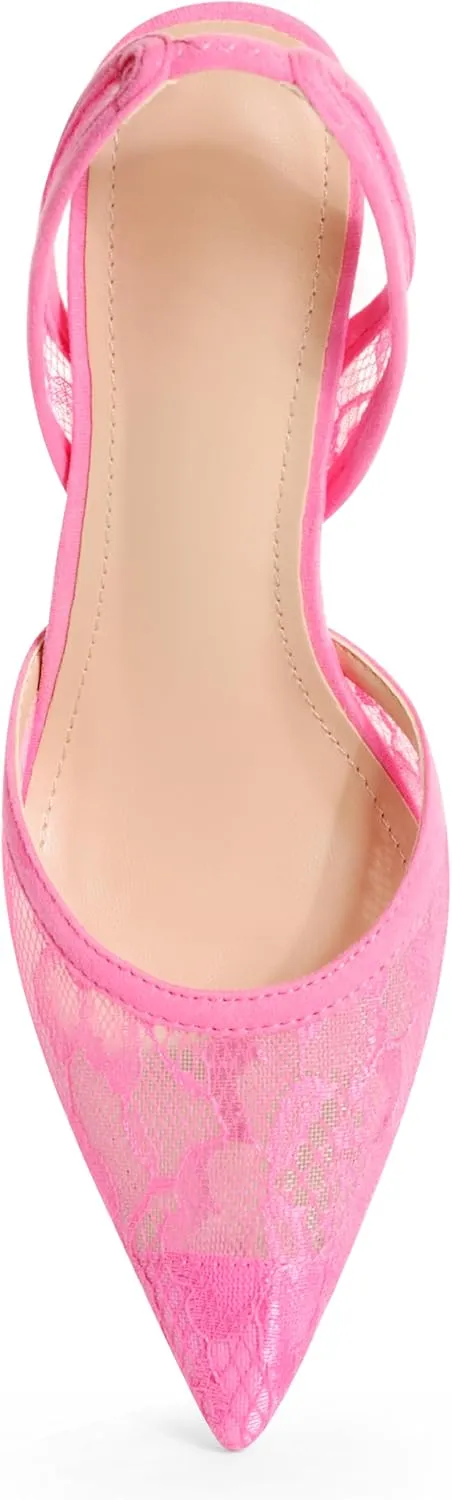 Slingback Mesh Mule Heels for Women with 3.75 Inches Heel