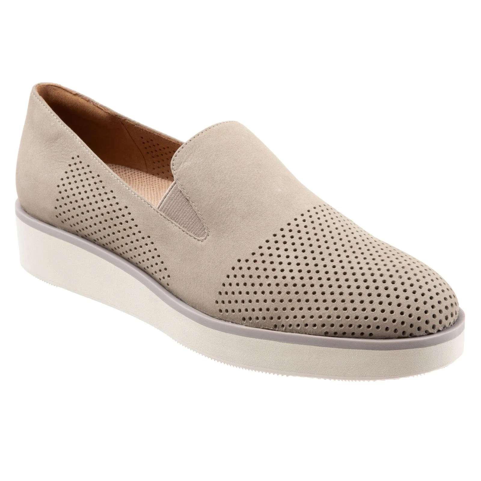 Softwalk Whistle S1810-050 Womens Gray Leather Slip On Loafer Flats Shoes