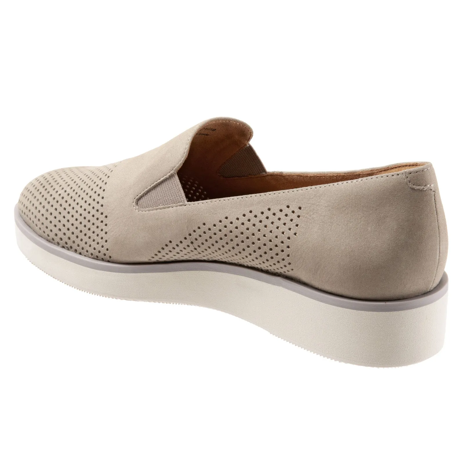 Softwalk Whistle S1810-050 Womens Gray Leather Slip On Loafer Flats Shoes