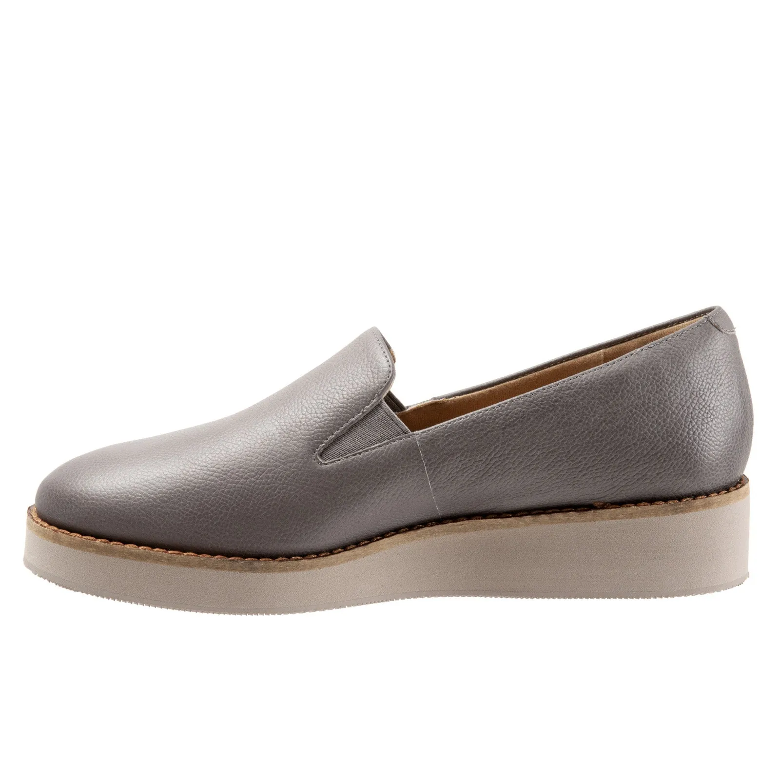 Softwalk Whistle S1810-081 Womens Gray Narrow Leather Loafer Flats Shoes