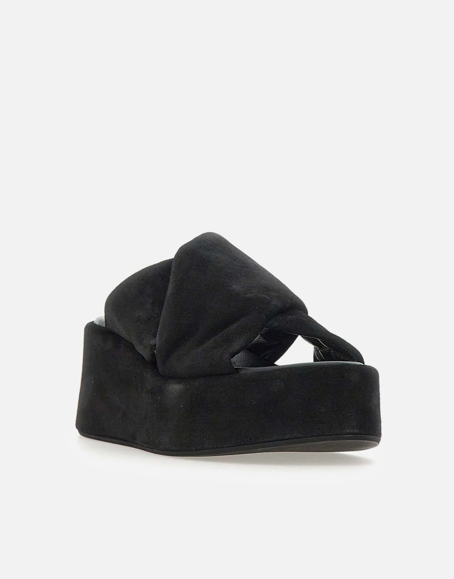 Strategia Velor Black Suede Platform Sandaler