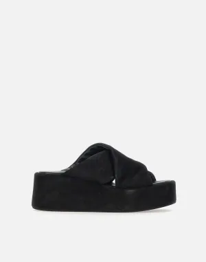 Strategia Velor Black Suede Platform Sandaler