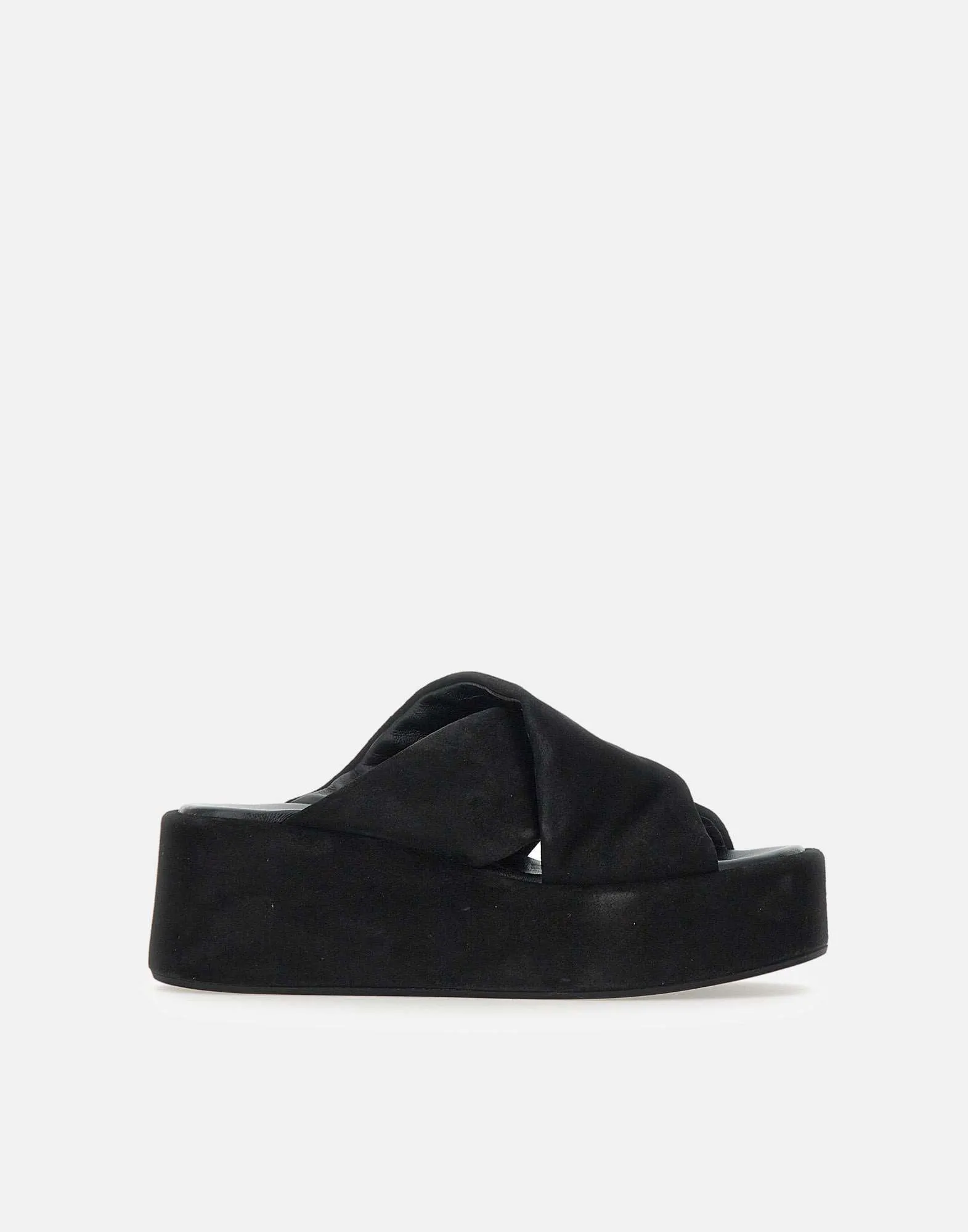 Strategia Velor Black Suede Platform Sandaler