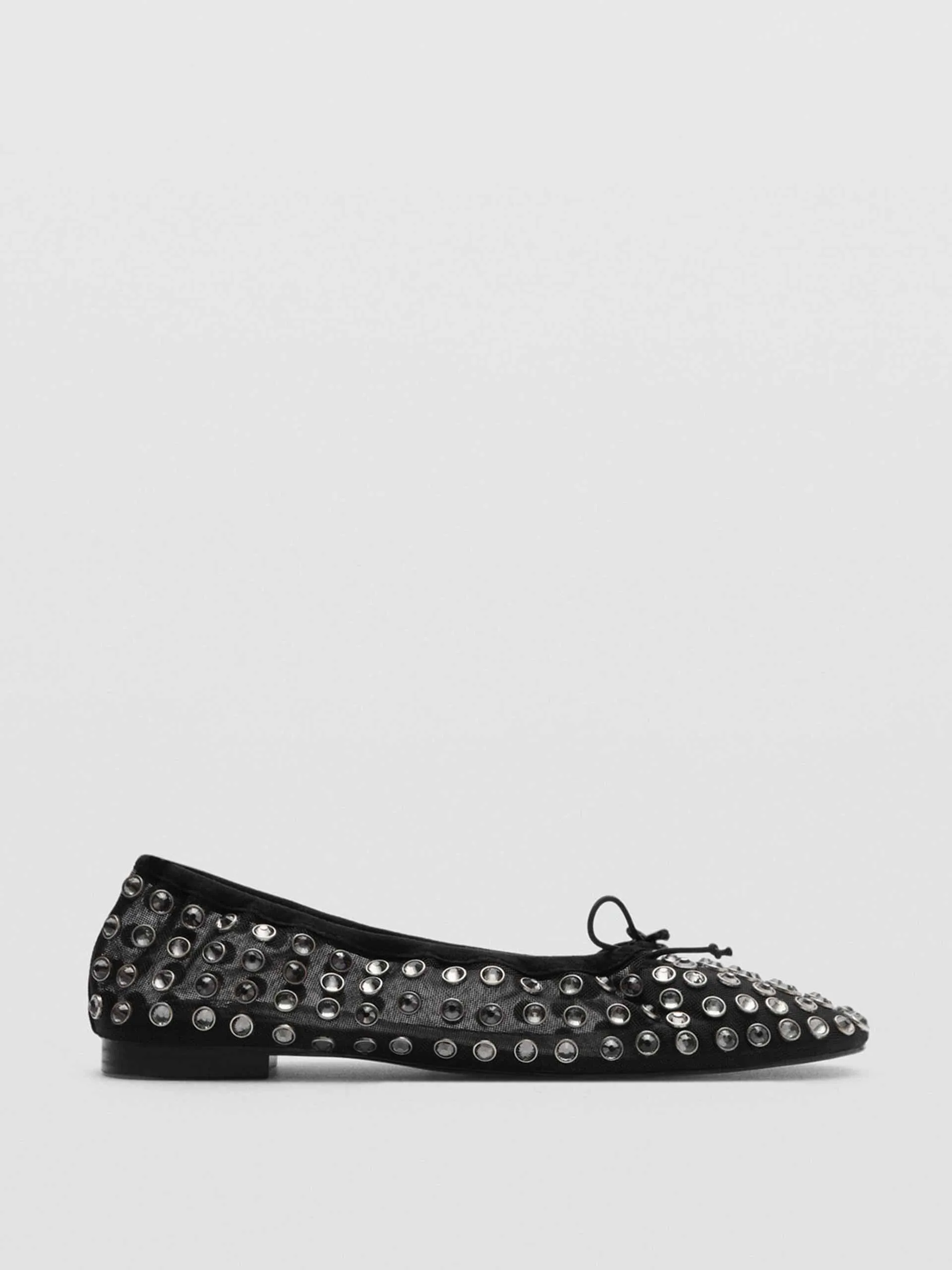Studded mesh ballerina shoes