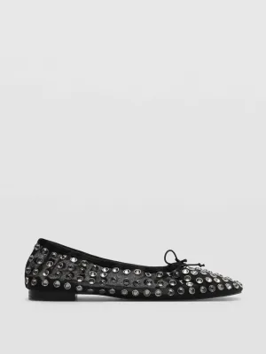 Studded mesh ballerina shoes