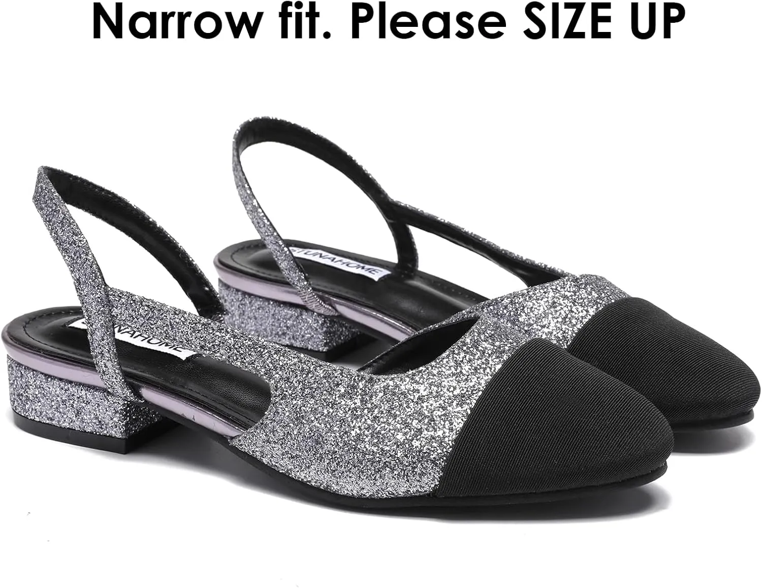 STUNAHOME Womens Slingback Flats Two Tone Closed Round Toe Casual Pumps for Office or Fashion