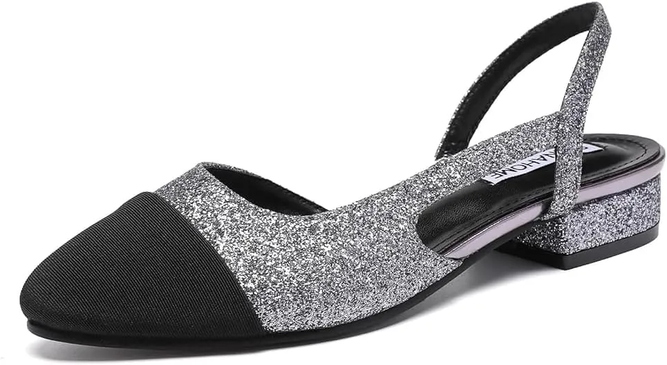 STUNAHOME Womens Slingback Flats Two Tone Closed Round Toe Casual Pumps for Office or Fashion