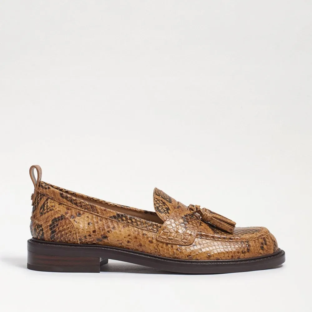 Supportive Edelman Sam Fashion Stacked Toe Loafers Slip On Red/Ivory Caylia Almond Heel Affordable