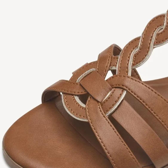 Tamaris "1-28130-42-305" Flat Gladiator Sandal in Cognac