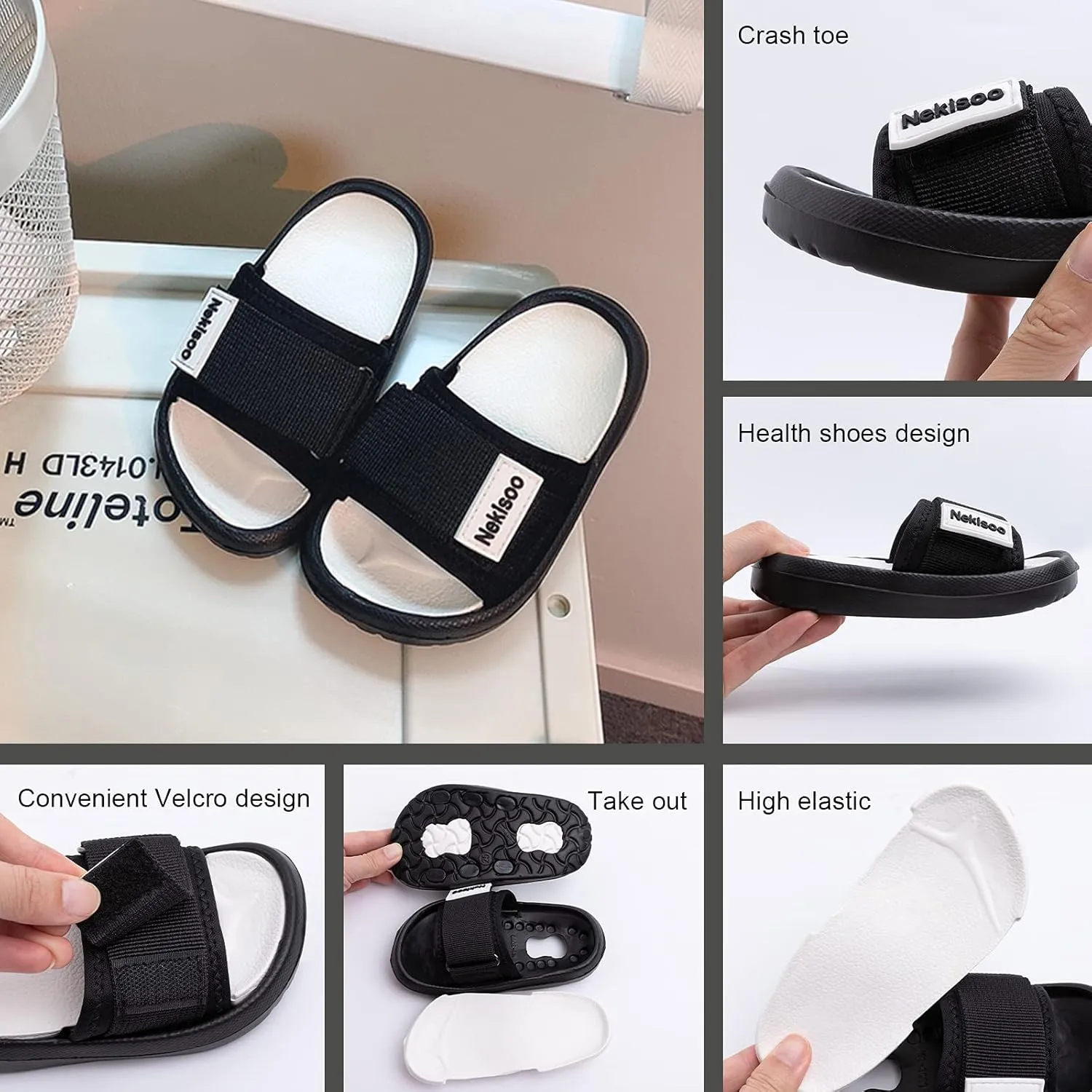Toddler Little Kids Summer Sandals Non-Slip Boy Girl Slide Lightweight Beach Water Shoes Shower Pool Slippers