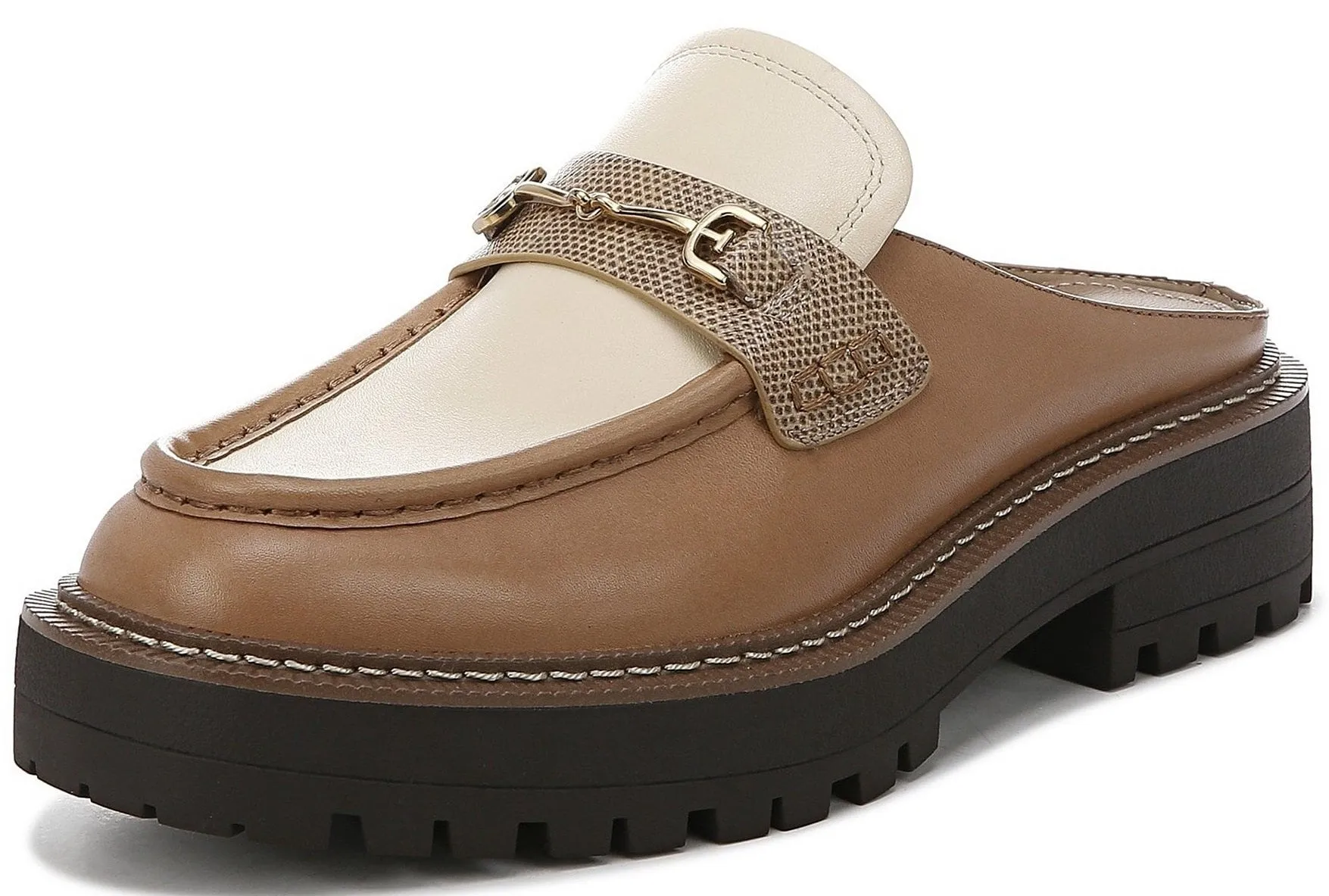 Toe Lennon Adjustable Loafers Mule Chai Lug On Edelman Round Sole Cream Safe payments Sam Chunky Slip