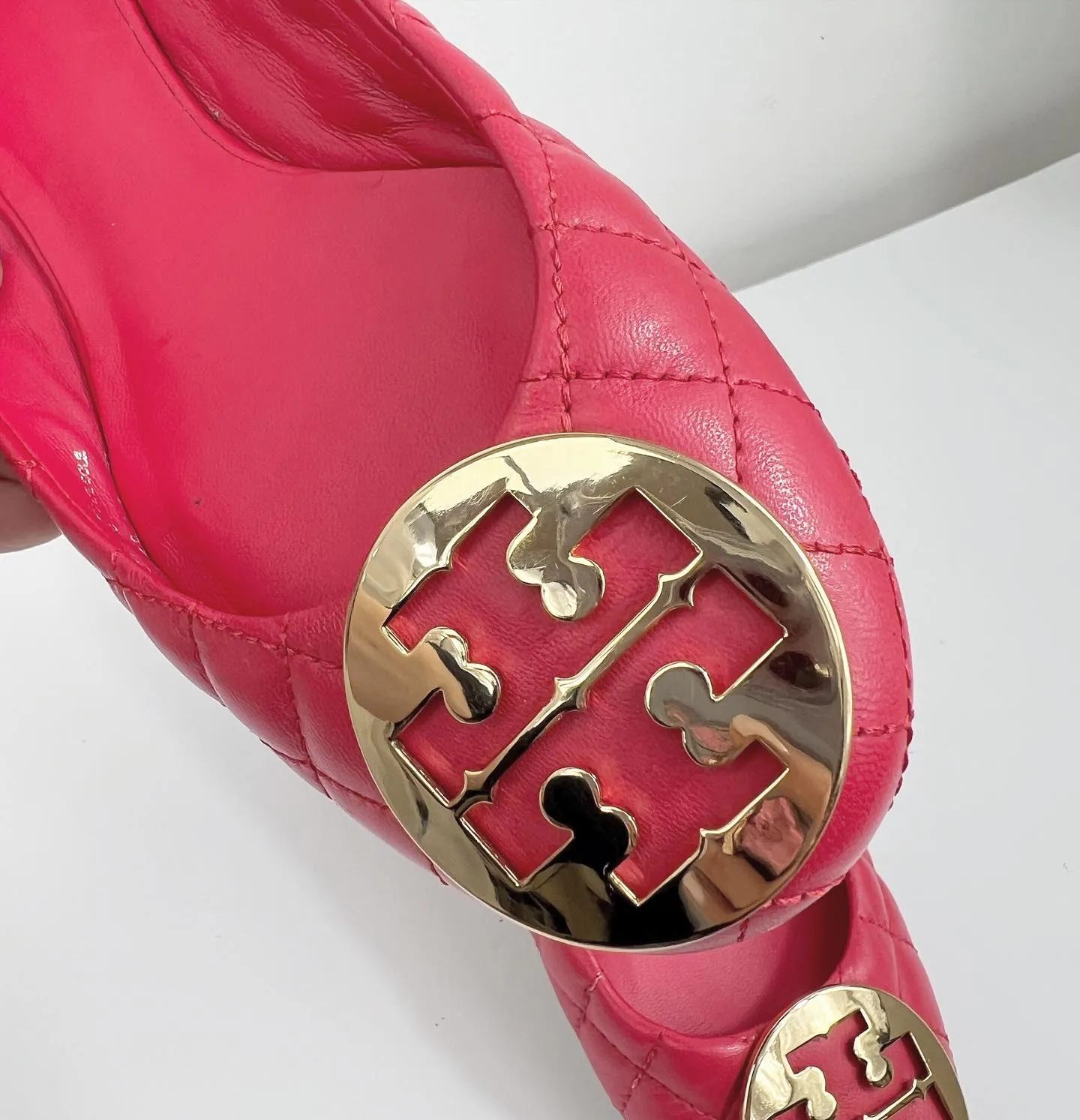 TORY BURCH QUINN QUILTED BALLERINA FLAT IN CARNIVAL PINK