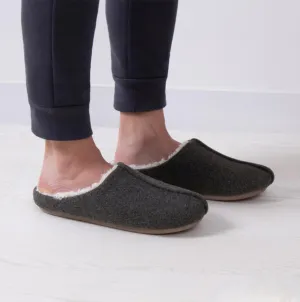 Totes Toasties FELTED CENTRE SEAM Mule Slippers Mens Charcoal