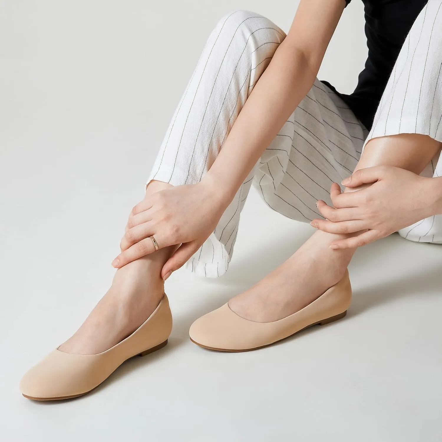 Trary Flats for Women Dressy Comfortable, Ballet Flat,Black Nude Flats Shoes