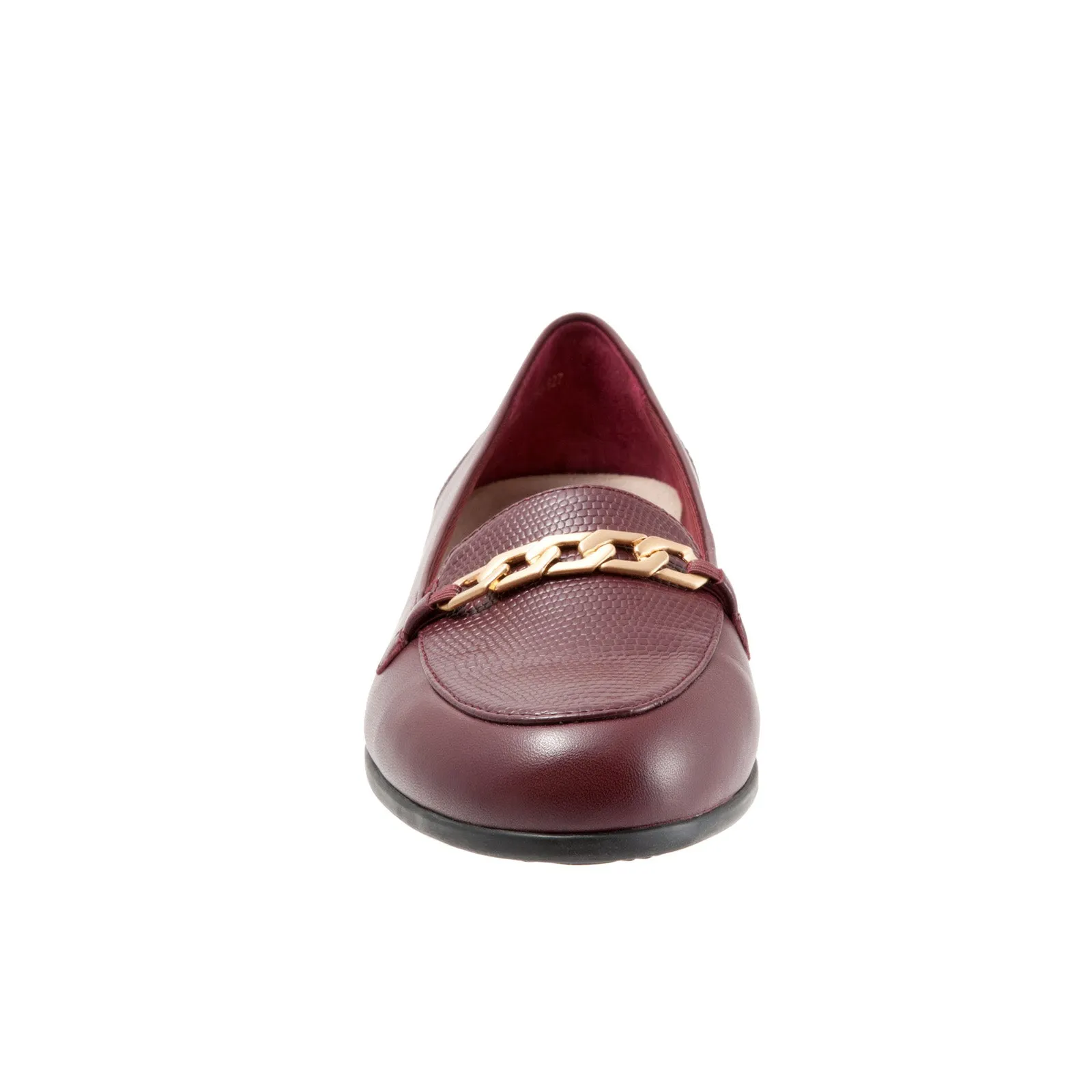 Trotters Anastasia T1750-627 Womens Burgundy Leather Loafer Flats Shoes