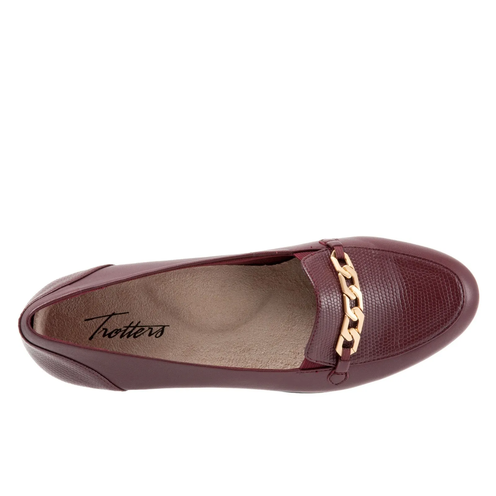 Trotters Anastasia T1750-627 Womens Burgundy Leather Loafer Flats Shoes