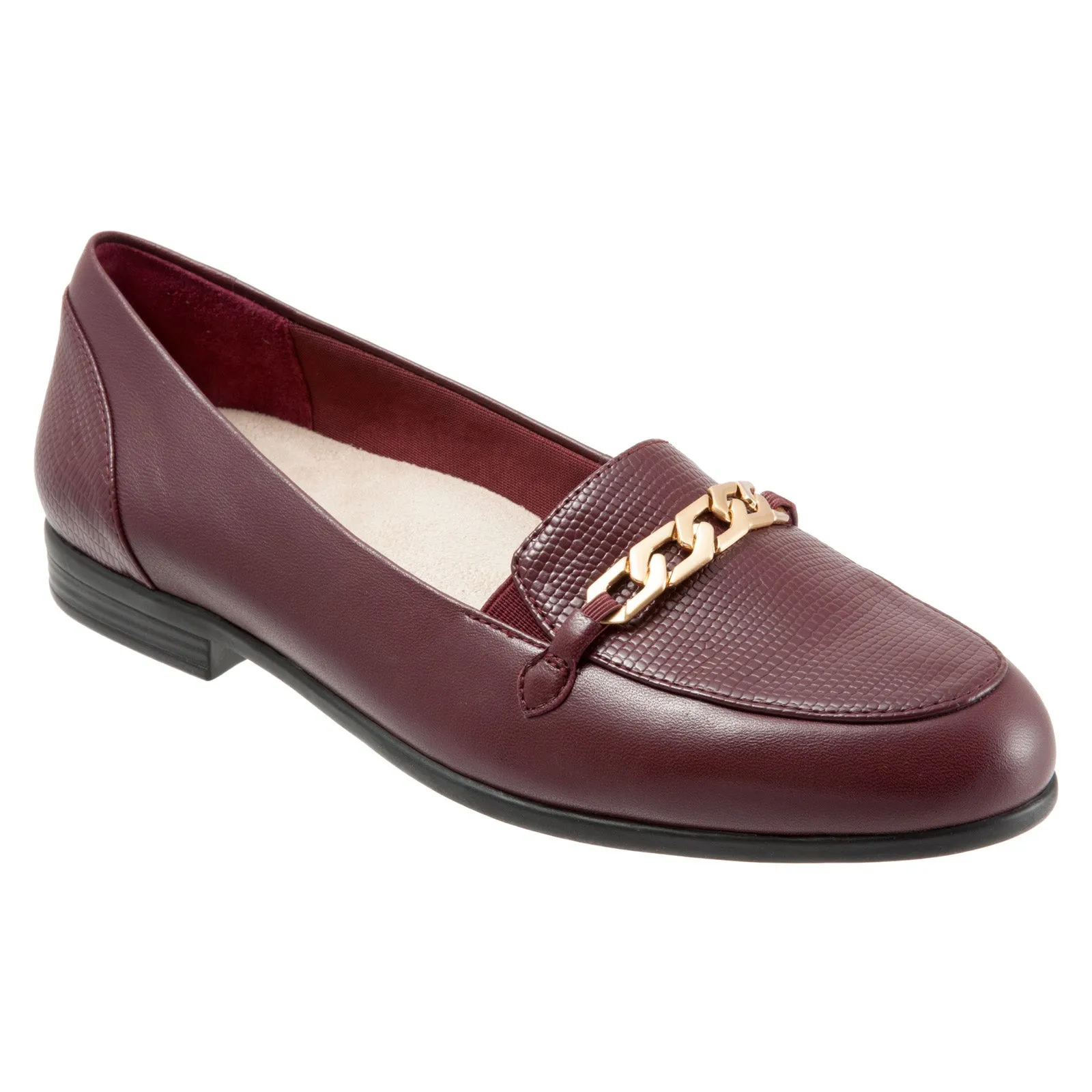 Trotters Anastasia T1750-627 Womens Burgundy Leather Loafer Flats Shoes