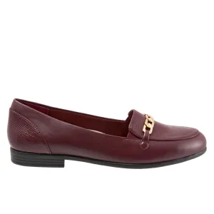 Trotters Anastasia T1750-627 Womens Burgundy Leather Loafer Flats Shoes