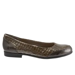 Trotters Arnello T1751-064 Womens Gray Wide Leather Loafer Flats Shoes