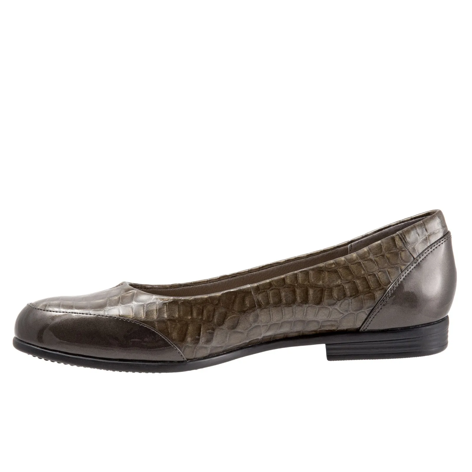 Trotters Arnello T1751-064 Womens Gray Wide Leather Loafer Flats Shoes