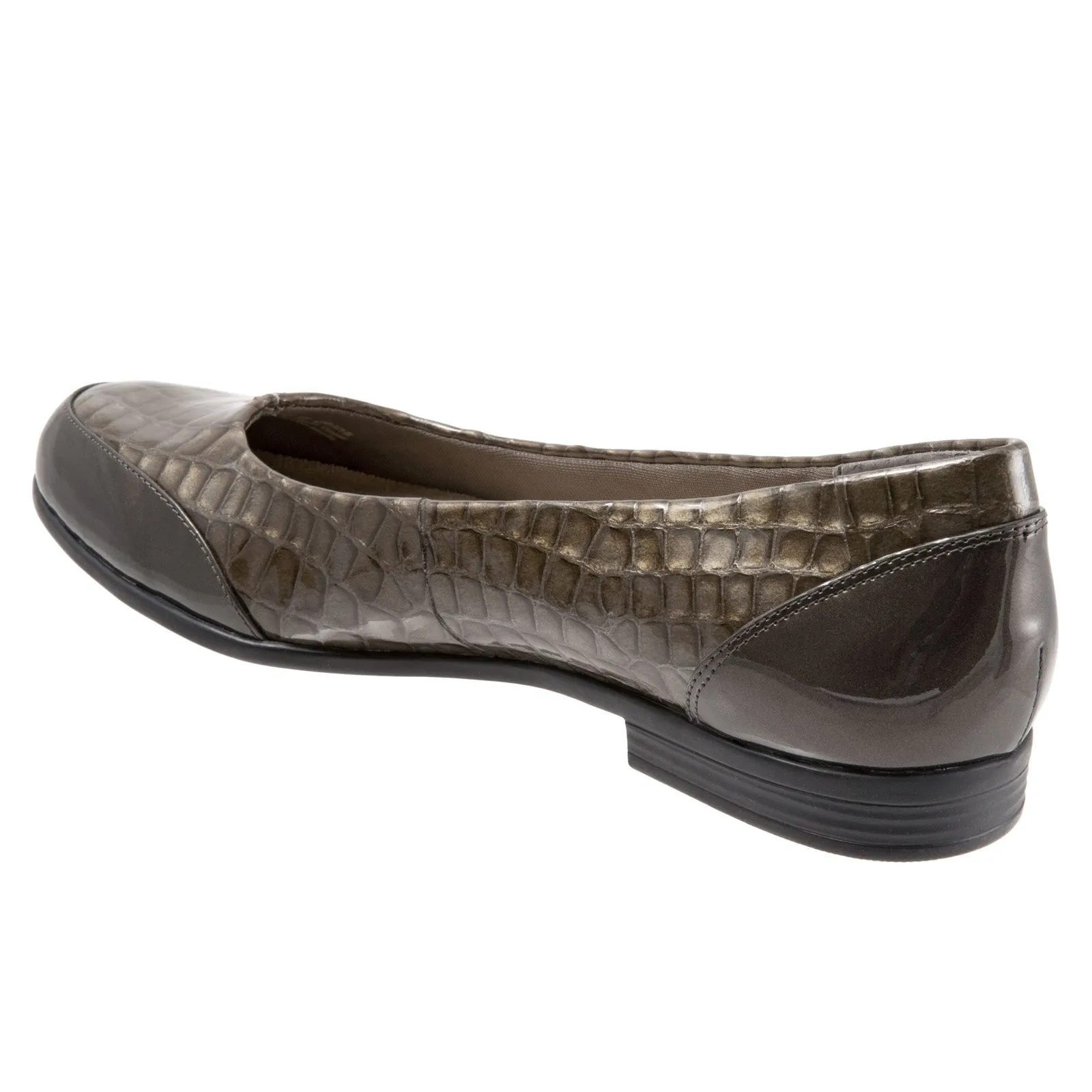 Trotters Arnello T1751-064 Womens Gray Wide Leather Loafer Flats Shoes