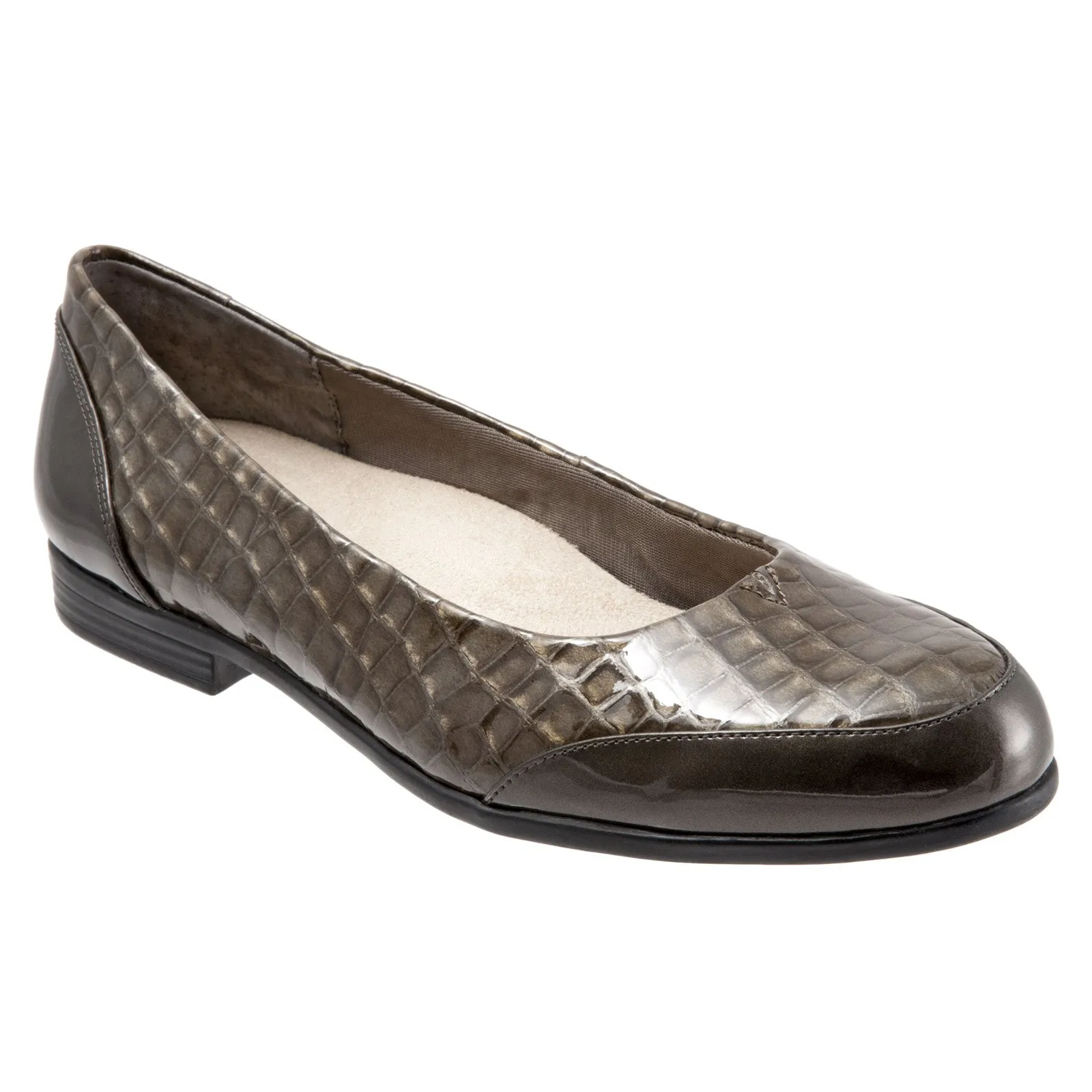 Trotters Arnello T1751-064 Womens Gray Wide Leather Loafer Flats Shoes