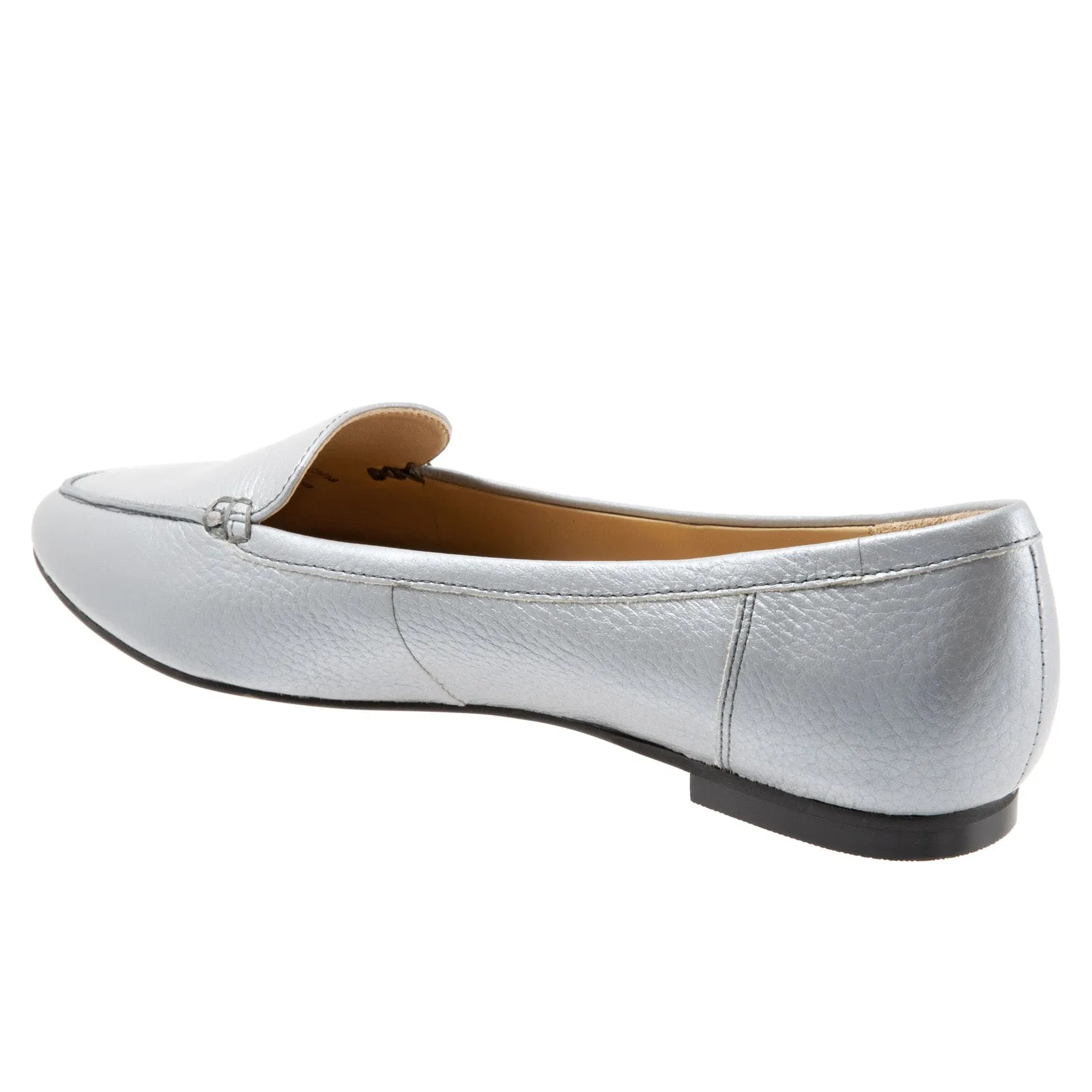 Trotters Ember T1853-020 Womens Gray Wide Leather Loafer Flats Shoes