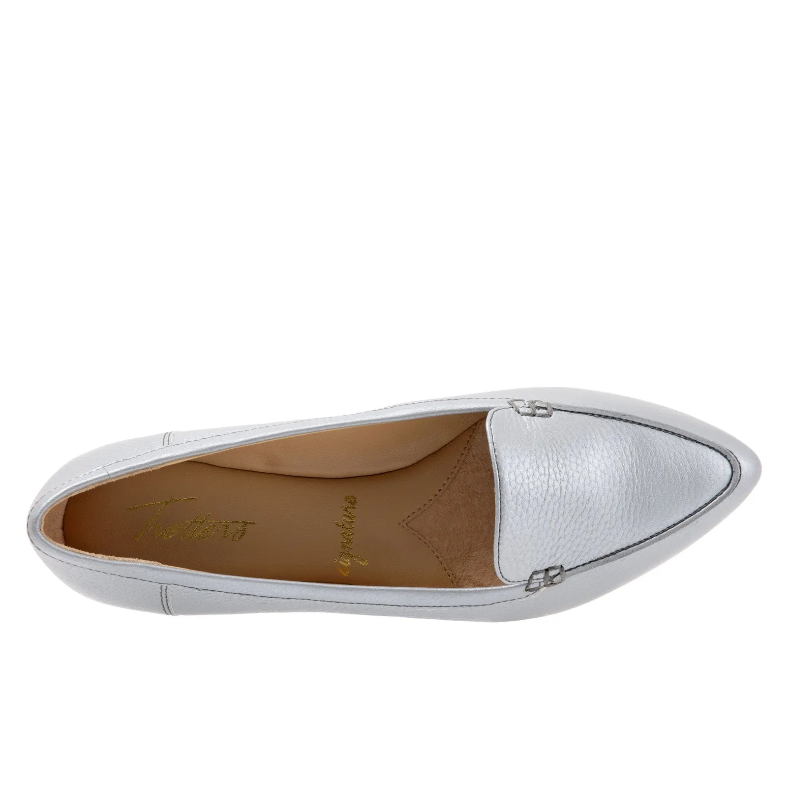 Trotters Ember T1853-020 Womens Gray Wide Leather Loafer Flats Shoes